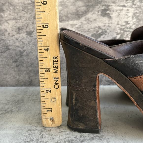 Frye Boots Goldie Mule Womens 6.5M Brown Leather Platform Heels Shoes Retro Y2K - Picture 9 of 9